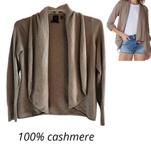 Saks 5th Avenue 100% Cashmere Taupe Open Frint Cadigan Size  Medium